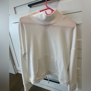 Zyia Active White Boxy High Neck Sweatshirt Kangaroo Pocket size medium